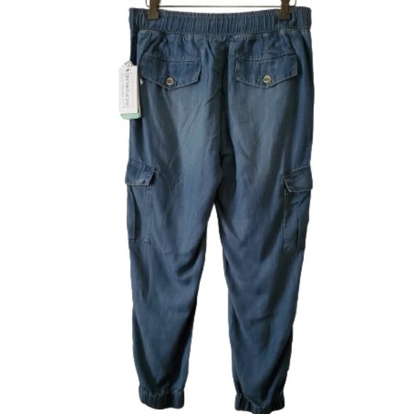 For The Republic Denim Tencel Lyocell Blue Denim Cargo Jogger Pants Sz Small NWT - Picture 2 of 10